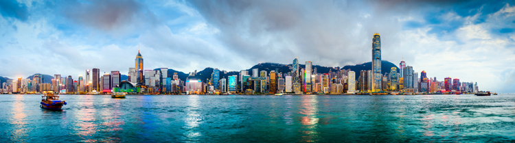 Victoria Harbour in Hong Kong gefilmd met drone